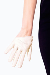 Nude colour half scoop original sex & the city leather gloves by Ines Gloves
