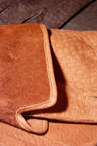 Close up of unlined Peccary Leather Gloves for man by Ines Gloves